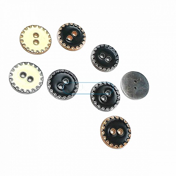 17 mm - 27 Boy Kenarları Zikzak Desenli  Mineli 2 Dikme Düğme D 0019