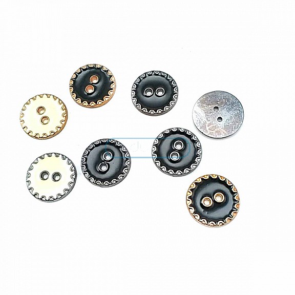 17 mm - 27 Boy Kenarları Zikzak Desenli  Mineli 2 Dikme Düğme D 0019