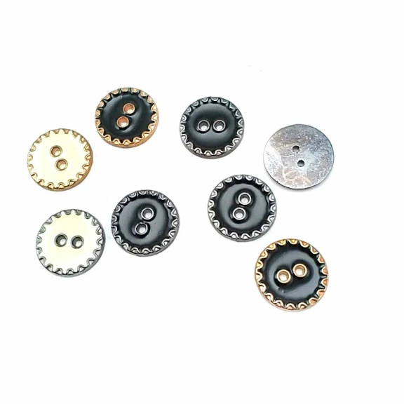 17 mm - 27 Boy Kenarları Zikzak Desenli Mineli 2 Dikme Düğme D 0019