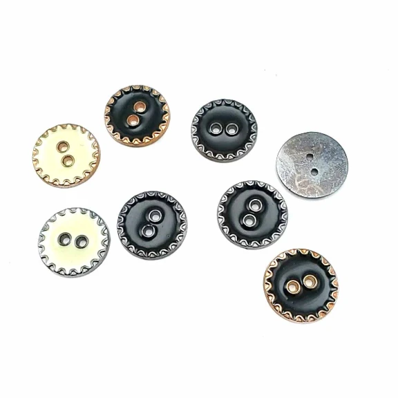 17 mm - 27 Boy Kenarları Zikzak Desenli Mineli 2 Dikme Düğme D 0019