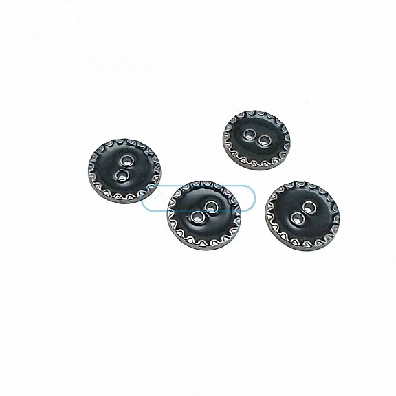 17 mm - 27 Boy Kenarları Zikzak Desenli  Mineli 2 Dikme Düğme D 0019