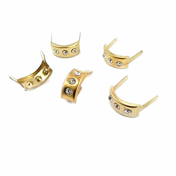 17.5 x 7.5 mm Üç taşlı Metal Fiyonk F0009