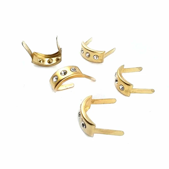 17.5 x 7.5 mm Üç taşlı Metal Fiyonk F0009