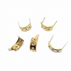 17.5 x 7.5 mm Üç taşlı Metal Fiyonk  ( 250 Ad/Paket) F0009