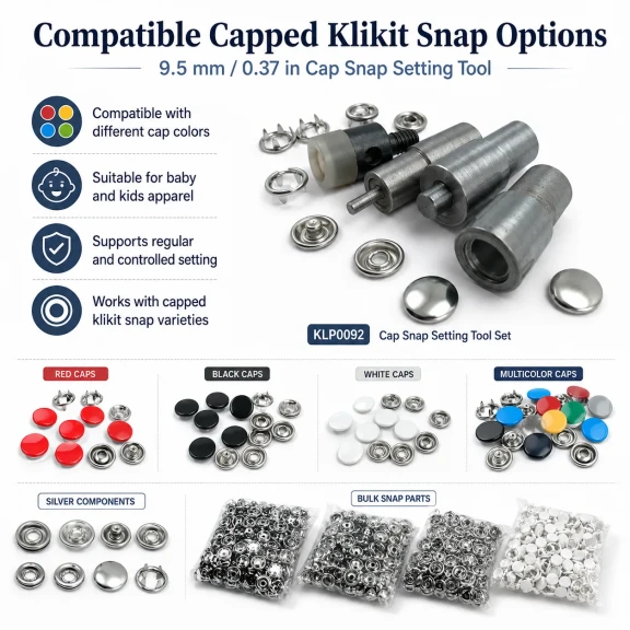 Capped Prong Snap Setting Die for 9.5 mm / 0.37 in Snap Fasteners, High-Precision Tool for Flawless Snap Installation