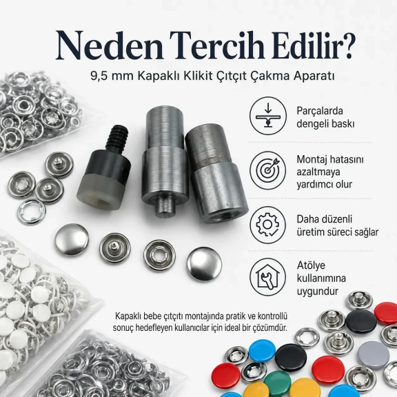 Capped Prong Snap Setting Die for 9.5 mm / 0.37 in Snap Fasteners, High-Precision Tool for Flawless Snap Installation
