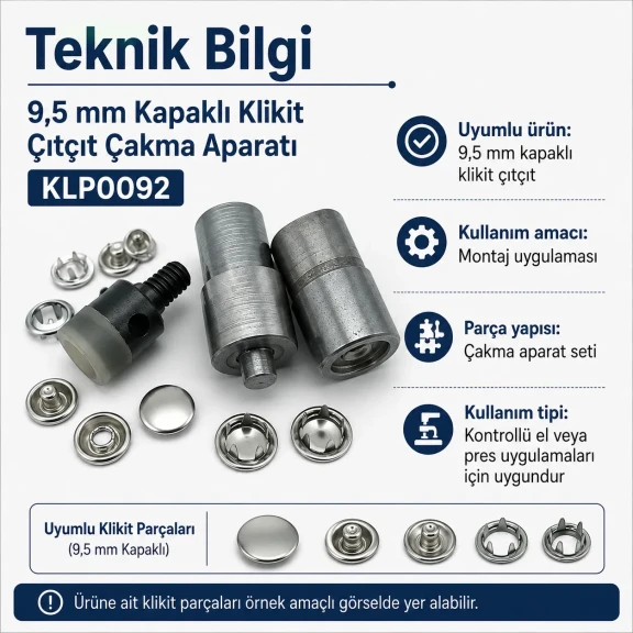 Capped Prong Snap Setting Die for 9.5 mm / 0.37 in Snap Fasteners, High-Precision Tool for Flawless Snap Installation