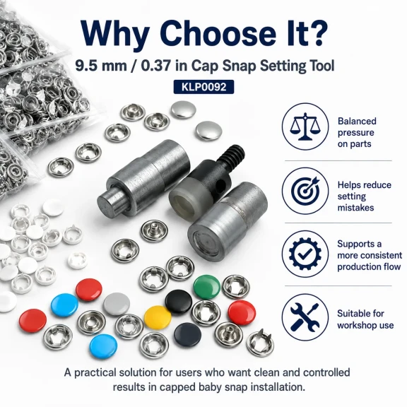 Capped Prong Snap Setting Die for 9.5 mm / 0.37 in Snap Fasteners, High-Precision Tool for Flawless Snap Installation