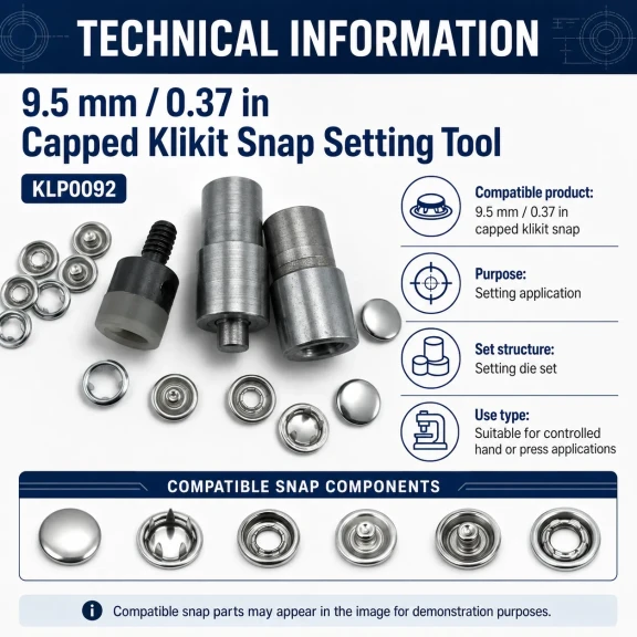 Capped Prong Snap Setting Die for 9.5 mm / 0.37 in Snap Fasteners, High-Precision Tool for Flawless Snap Installation
