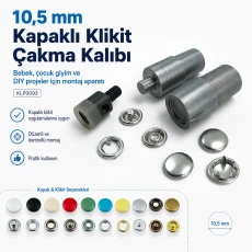 10,5 mm Kapaklı Klikıt Çakma Kalıbı - Bebek Çocuk Giyim ve DIY Projeler İçin Montaj Aparatı KLP0093