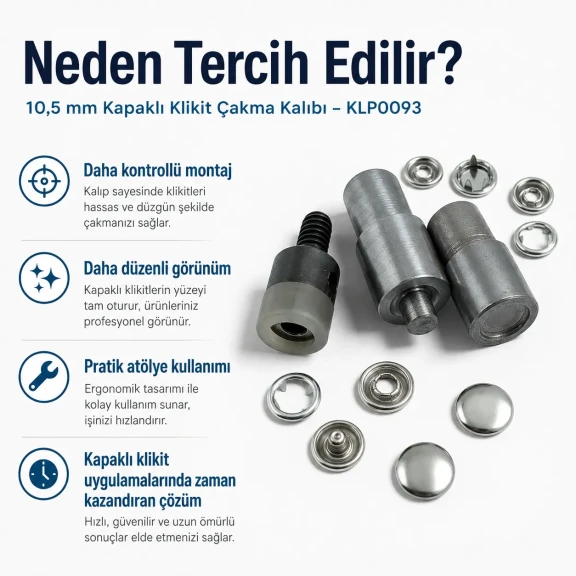 10,5 mm kapaklı klikıt çakma kalıbı, bebek ve çocuk giyimi için montaj aparatı