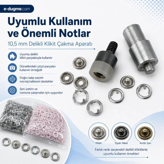 10.5mm Delikli Klikit Çıtçıt Çakma Aparatı - Tırnaklı Çıtçıt Montaj Aparatı KLP0094