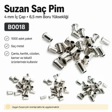 Suzan Saç Pim 4 mm İç Çap - Boru Yüksekliği 6,5 mm 1000 Adet B0018