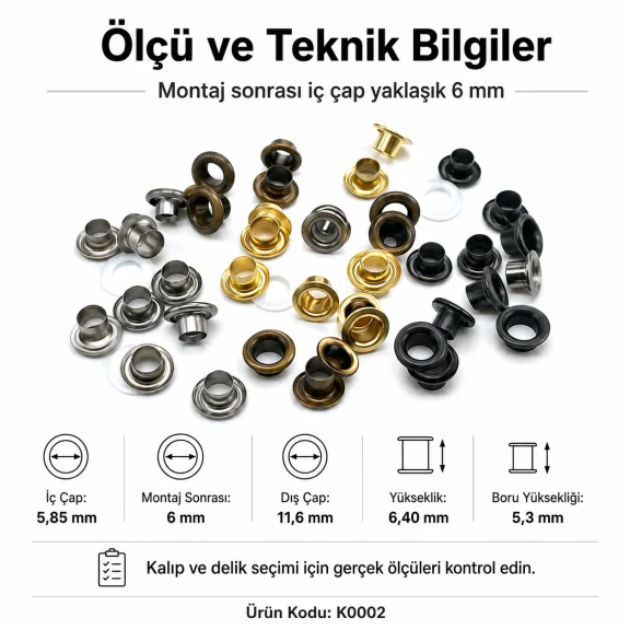 4 No Saç Kuşgözü 6 mm Plastik veya Metal Pul Seçenekli 250 Adet/Paket - Dayanıklı ve Estetik Çözüm