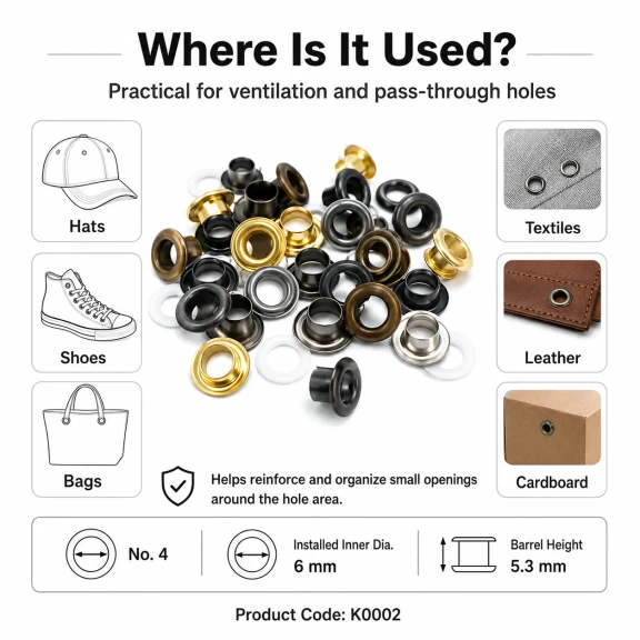 4 No Saç Kuşgözü 6 mm Plastik veya Metal Pul Seçenekli 250 Adet/Paket - Dayanıklı ve Estetik Çözüm
