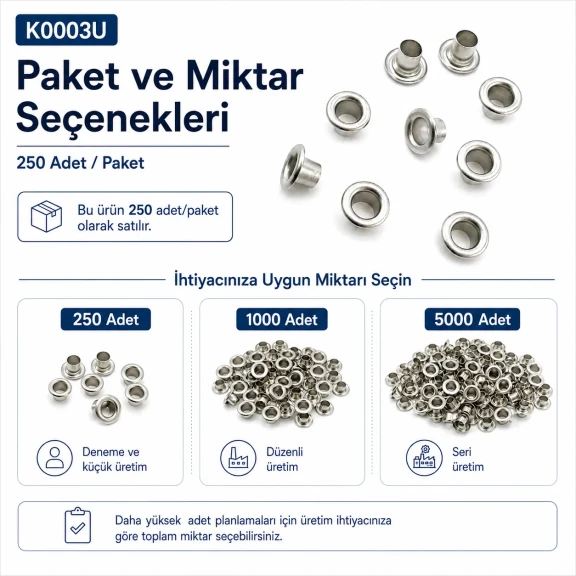 2 No Uzun Borulu Saç Kuşgözü 4,5 mm İç Çap Plastik Pul Seçenekli 250 Adet/Paket - Tekstil, Çanta ve Ayakkabı Aksesuarları