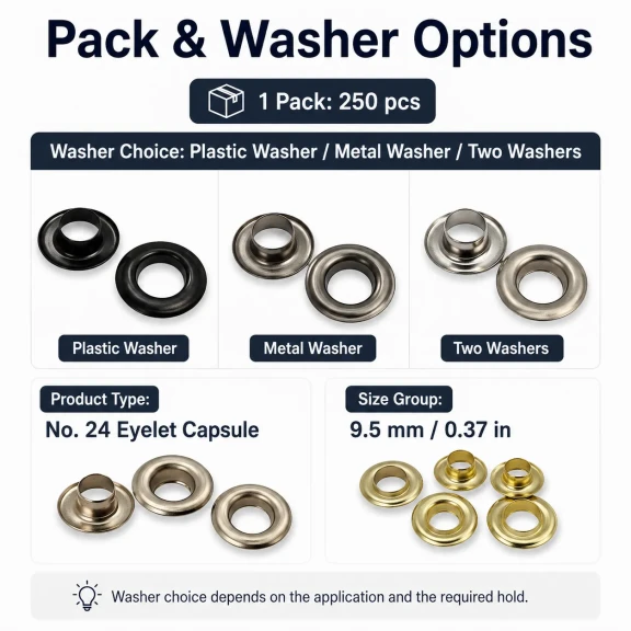 No 24 Kuşgözü Kapsül 9,5 mm Saç Metal 250 Adet/Paket - Estetik ve dayanıklılık sunan zamak kuşgözü