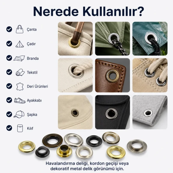 No 24 Kuşgözü Kapsül 9,5 mm Saç Metal 250 Adet/Paket - Estetik ve dayanıklılık sunan zamak kuşgözü