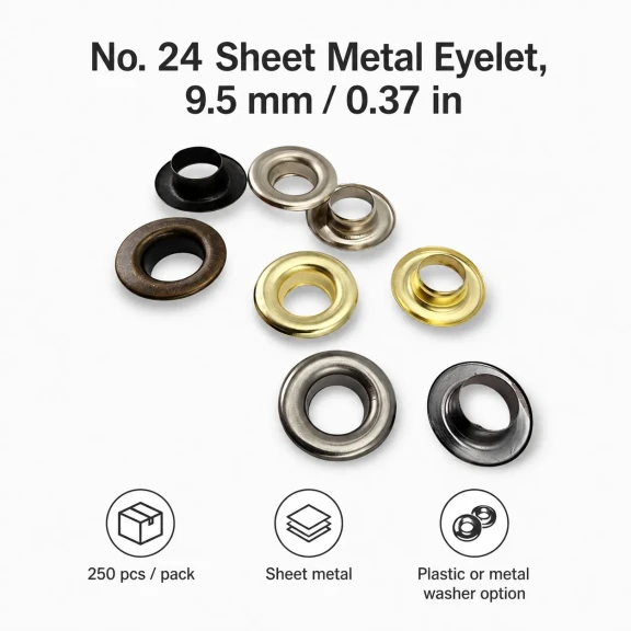 No 24 Kuşgözü Kapsül 9,5 mm Saç Metal 250 Adet/Paket - Estetik ve dayanıklılık sunan zamak kuşgözü