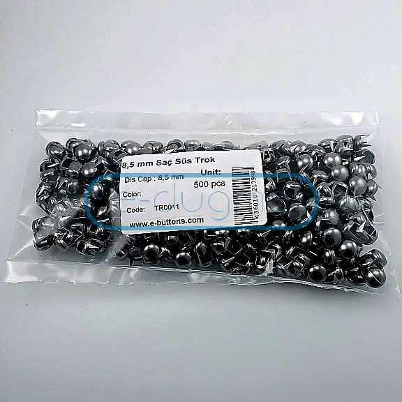 Süs Trok 8.5 mm Siyah Nikel Renk Tırnaklı Saç Trok (500 Ad/Paket) TR0011PK