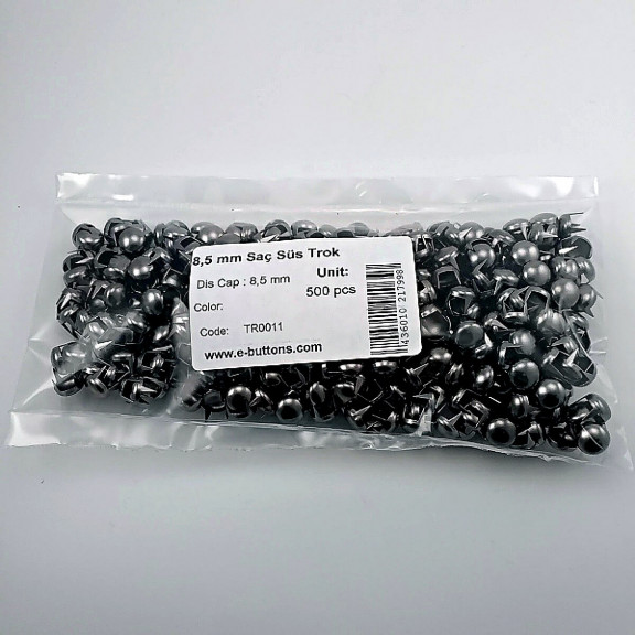 Prong Stud 8.5 mm Six Legged Metal Trok Black Nickel (500 pcs / Package) TR0011PK