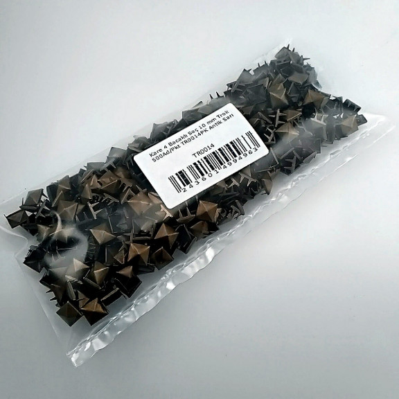 Prong Stud 10 mm Four Legged Pyramid Patterned Antique Yellow Metal Trok (500 pcs / Package) TR0014PKA