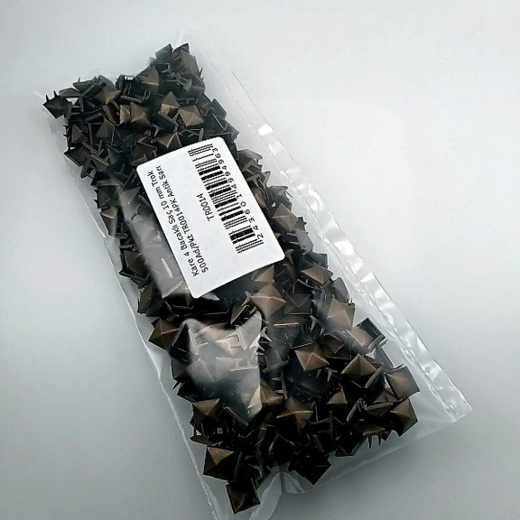 Prong Stud 10 mm Four Legged Pyramid Patterned Antique Yellow Metal Trok (500 pcs / Package) TR0014PKA