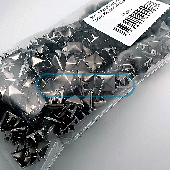 Prong Stud 10 mm Four Legged Pyramid Patterned Black Nickel Metal Trok (500 pcs / Package) TR0014PKB