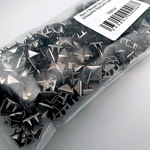 Prong Stud 10 mm Four Legged Pyramid Patterned Black Nickel Metal Trok (500 pcs / Package) TR0014PKB