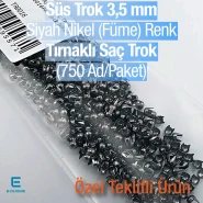 Süs Trok 3,5 mm Siyah Nikel Renk Tırnaklı Saç Trok (750 Ad/Paket) TR0016PKB