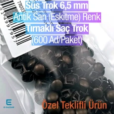Süs Trok 6,5 mm Antik Sarı Renk Tırnaklı Saç Trok (600 Ad/Paket) TR0023PKA