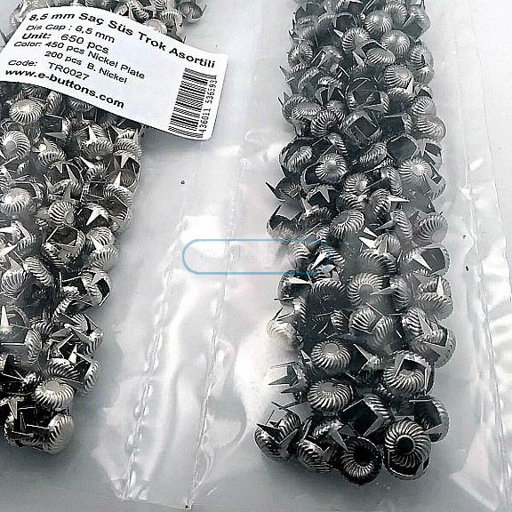 Prong Stud 8,5 mm Asorti Six Legged Swirl Pattern Metal Trok (650 pcs / Package) TR0027PKAS