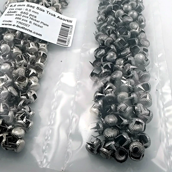 Süs Trok 8,5 mm Asorti Girdap Desenli Tırnaklı Saç Trok (650 Ad/Paket) TR0027PKAS