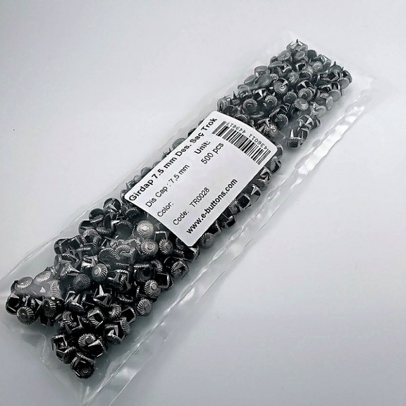 Prong Stud 7.5 mm Swirl Pattern Six Legged Metal Trok Black Nickel (500 pcs / Package) TR0028PK