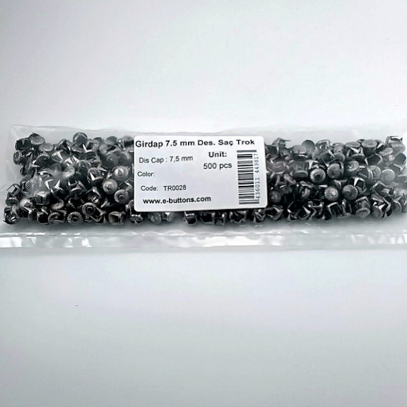 Prong Stud 7.5 mm Swirl Pattern Six Legged Metal Trok Black Nickel (500 pcs / Package) TR0028PK