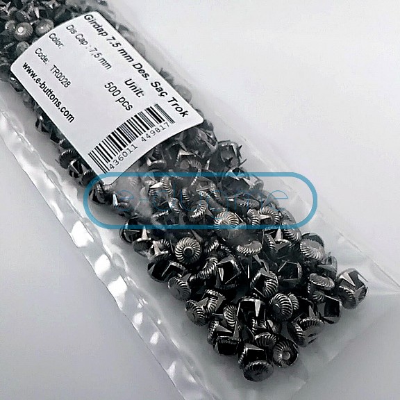 Prong Stud 7.5 mm Swirl Pattern Six Legged Metal Trok Black Nickel (500 pcs / Package) TR0028PK