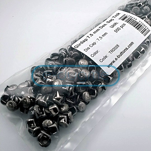 Prong Stud 7.5 mm Swirl Pattern Six Legged Metal Trok Black Nickel (500 pcs / Package) TR0028PK