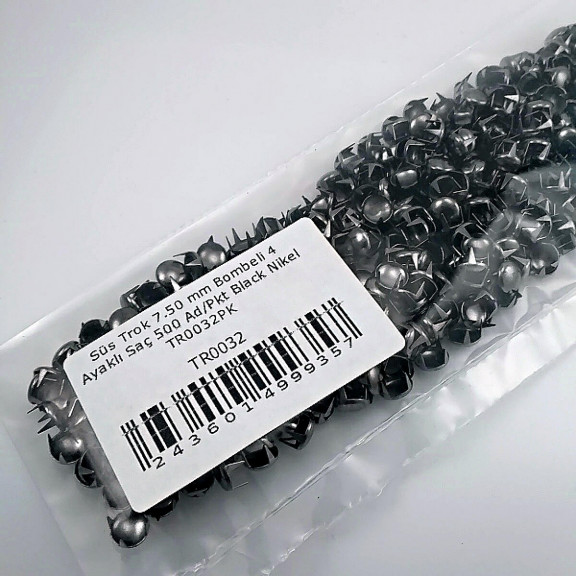 Prong Stud 7,5 mm Four Legged Black Nickel Metal Trok (500 pcs / Package) TR0032PKB