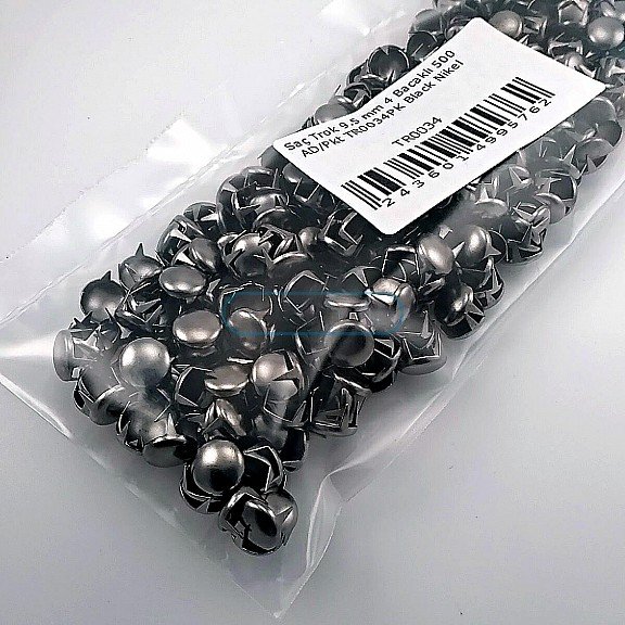 Prong Stud 9,5 mm Four Legged Black Nickel Metal Trok (500 pcs / Package) TR0034PKB