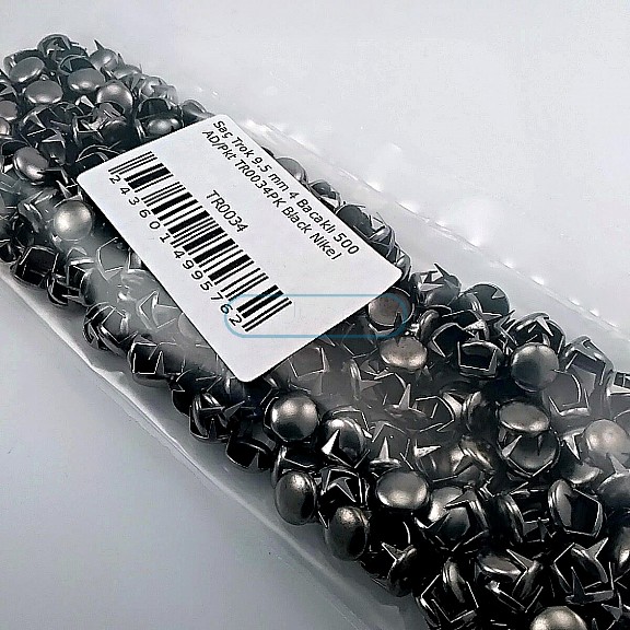 Prong Stud 9,5 mm Four Legged Black Nickel Metal Trok (500 pcs / Package) TR0034PKB