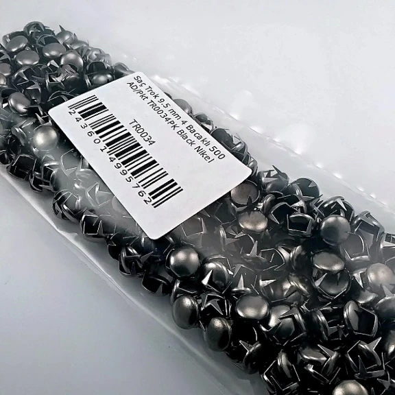 Süs Trok 9,5 mm Siyah Nikel Renk Tırnaklı Saç Trok (500 Ad/Paket) TR0034PKB