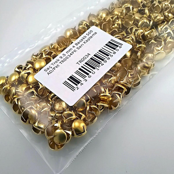 Prong Stud 9,5 mm Four Legged Yellow Metal Trok (500 pcs / Package) TR0034PKS