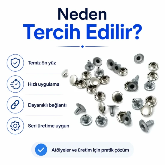 9 mm Kapak / 7,5 mm Bacak Saç Malzeme Tek Kapaklı Rivet Perçin – 1000 Adet R0005, paslanmaz çelik kör perçin, montaj