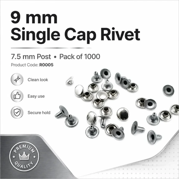 9 mm Kapak / 7,5 mm Bacak Saç Malzeme Tek Kapaklı Rivet Perçin – 1000 Adet R0005, paslanmaz çelik kör perçin, montaj