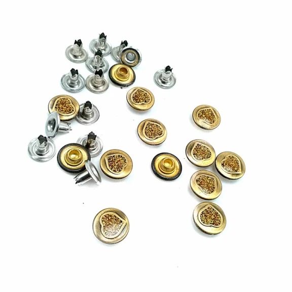 Kalp tasarımlı ve simli Saç Rivet 10 mm 16 boy R0019