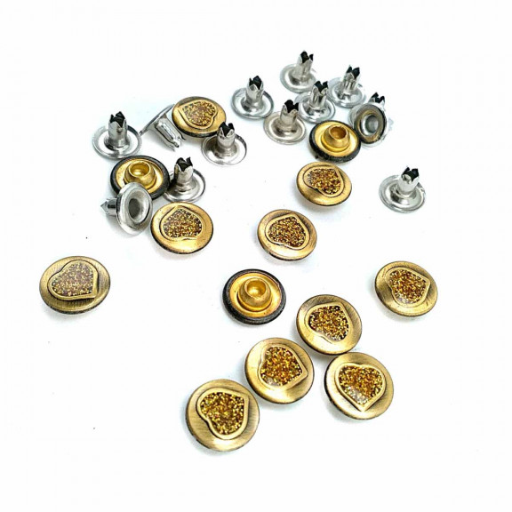 Heart design and silvery Sheet Rivet 10 mm 16 length R0019
