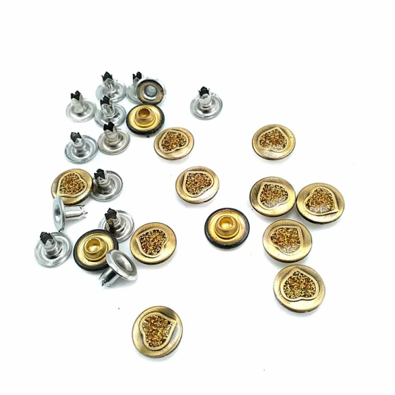 Kalp tasarımlı ve simli Saç Rivet 10 mm 16 boy R0019
