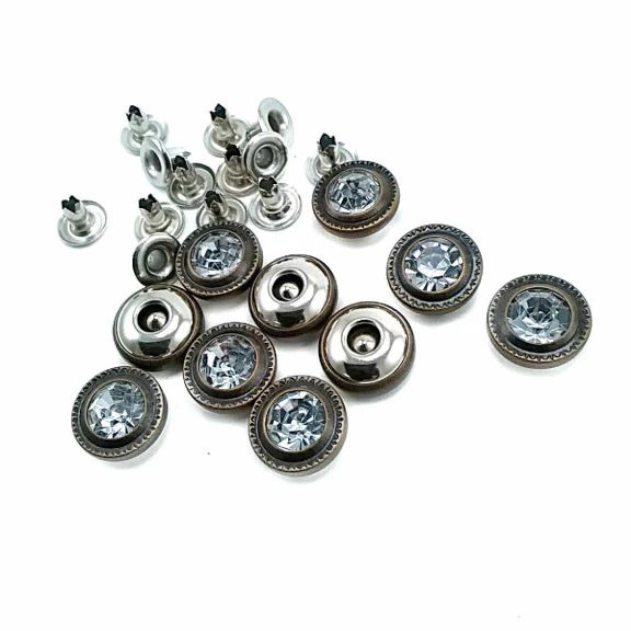 Cam Taşlı Kenarları Desenli Saç Rivet 12 mm 20 boy R0021