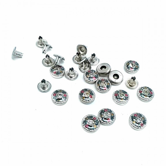 Rhinestone Flowers Patterned Rivet 10 mm 16 L (250 pcs / Package) R0030