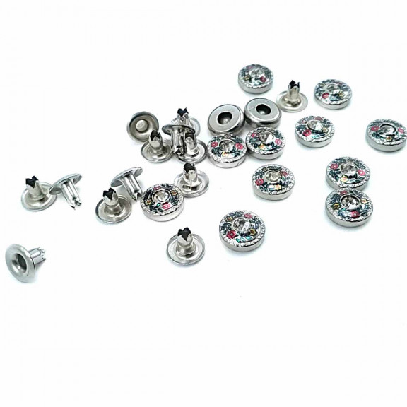 Rhinestone Flowers Patterned Rivet 10 mm 16 L (250 pcs / Package) R0030